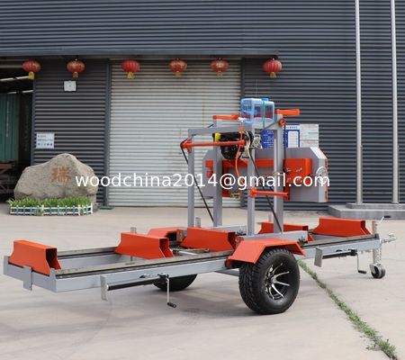 Wood cutting saw machines gas / diesel / electric portable wheels trailer sawmill ,horizontal bandsaw sawmill machine