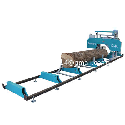 Máy cắt cưa gỗ bánh xe xách tay xăng / diesel / điện xe kéo cưa, máy cưa băng ngang