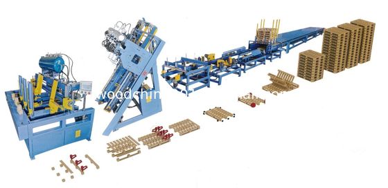 Máy chế tạo pallet khối gỗ Euro 4 hệ thống lắp ráp thắt lưng w / Stacker Pallet Nailer