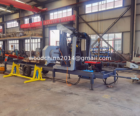 Máy cưa di động với xe kéo Máy cưa gỗ di động, Máy cưa thủy lực, Máy cưa cưa gỗ di động